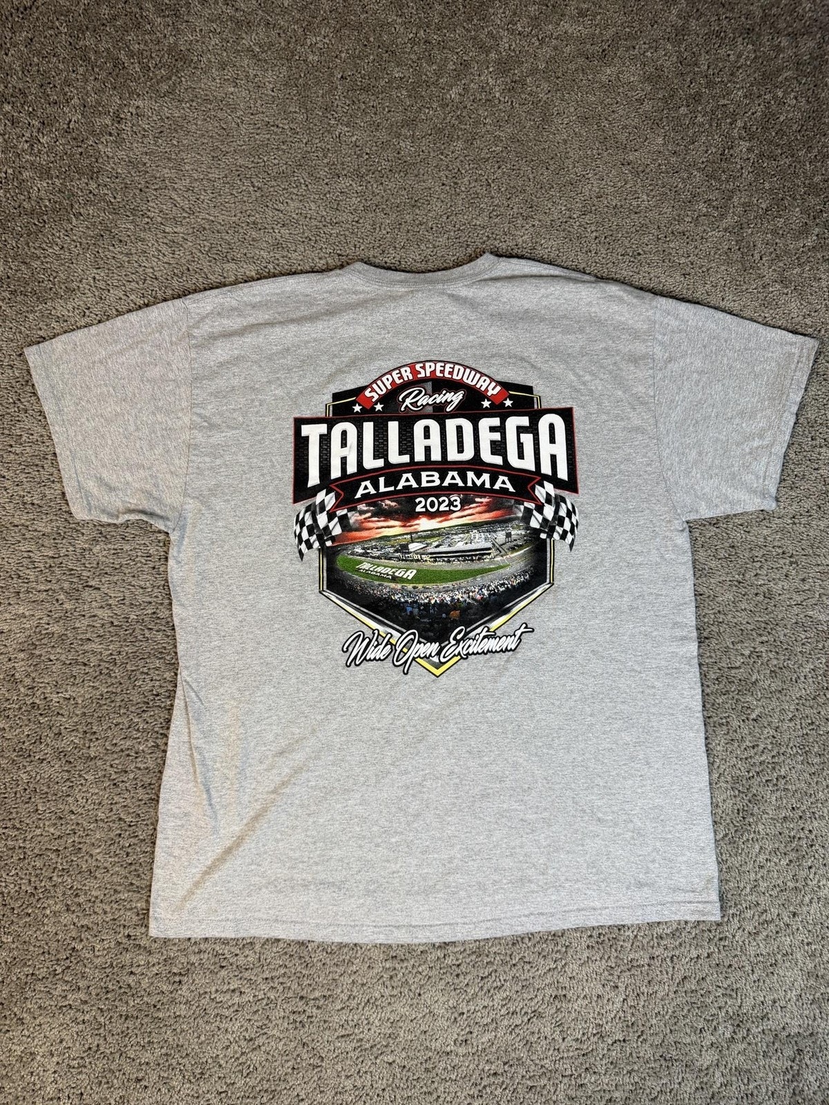 Talladega Alabama Shirt Mens Xl Gray Nascar Racing 2023 Speedway Gildan